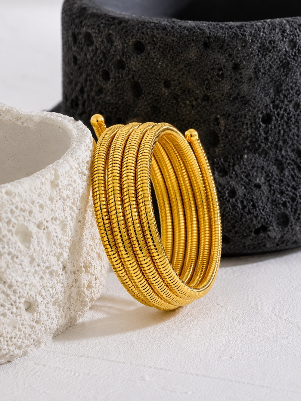 Gold Plated Coil Wrap Bracelet - Picture 2 of 6